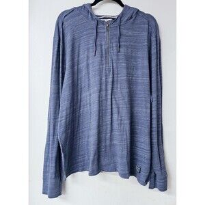 FLAG & ANTHEM S Navy Heather Hooded Henley Long Sleeve Pocket Shirt Men